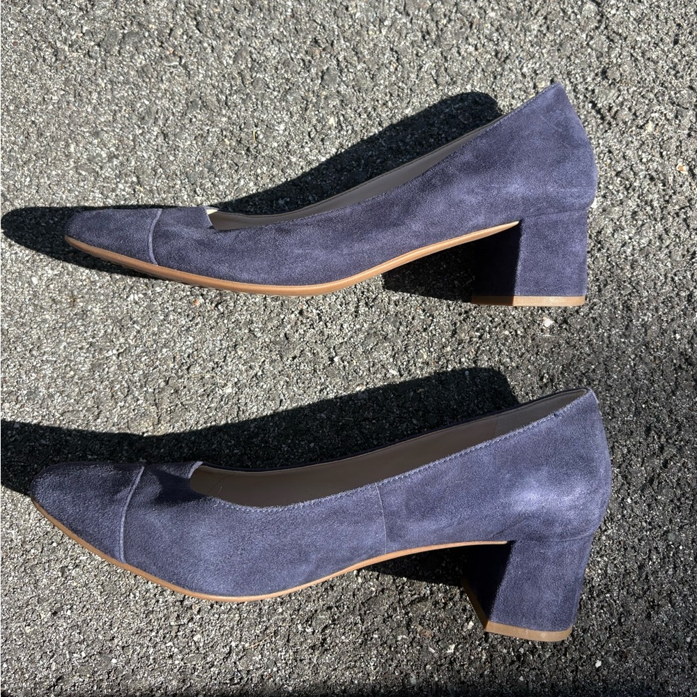 Cole Haan Grand.oS Alanna Blue suede Block Heels Size 9.5 - Picture 4 of 11